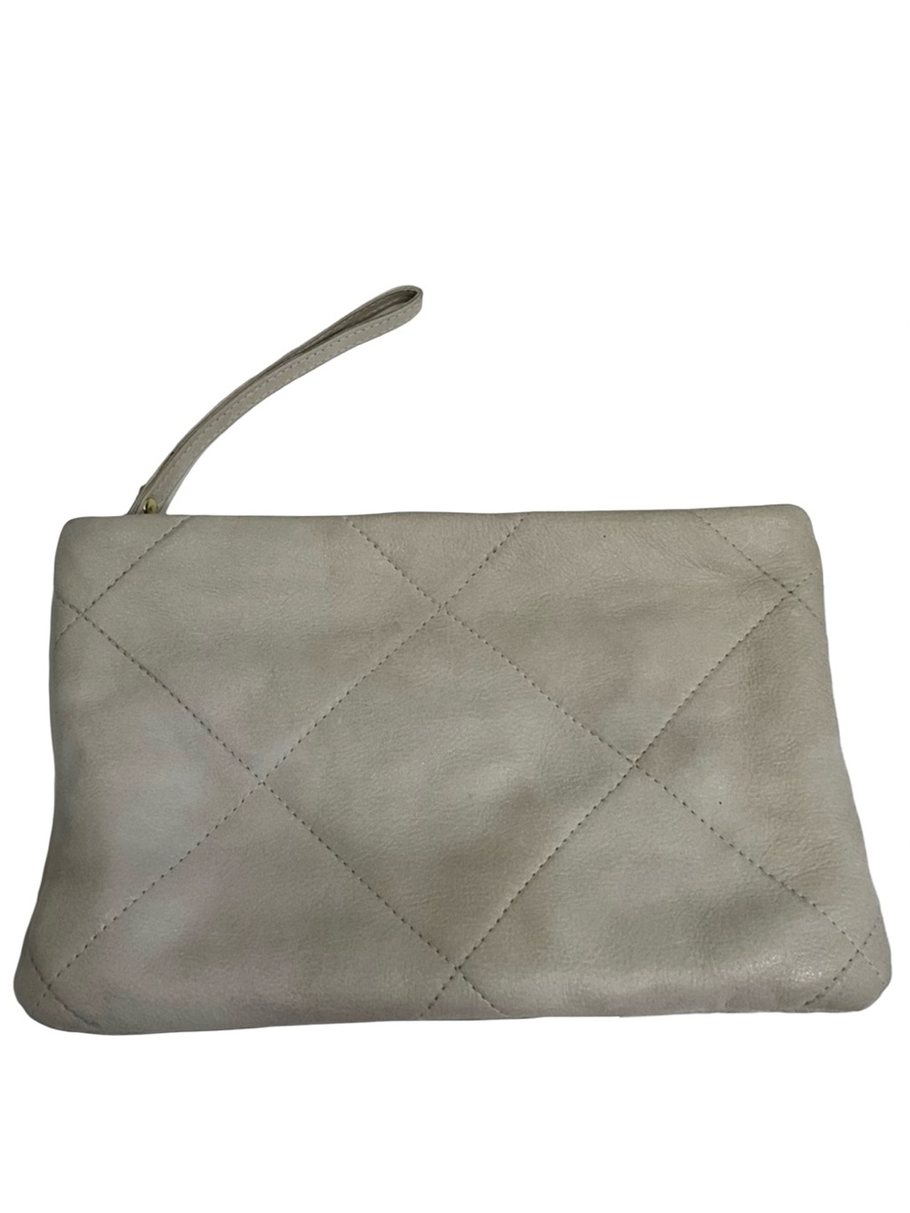 LAGGO Cream Quilted Leather Wristlet Clutch Pouch